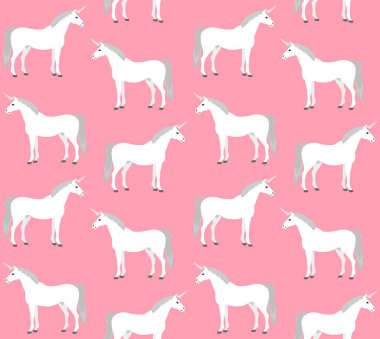 Beyaz düz boynuzlu atın vektörsüz deseni