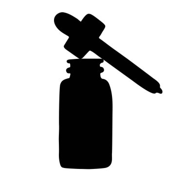 Beyaz arka planda izole edilmiş pipet şişesi çiziminin kusursuz deseni 