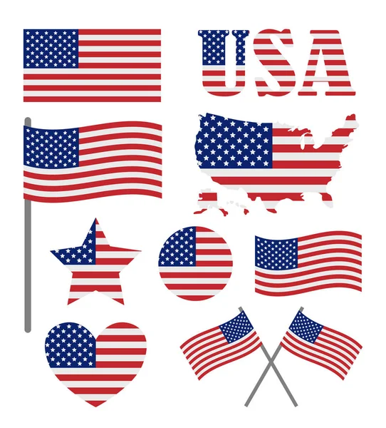 Bandeiras Dos Estados Unidos Estilo Grunge Ilustração Vetorial — Vetor de Stock