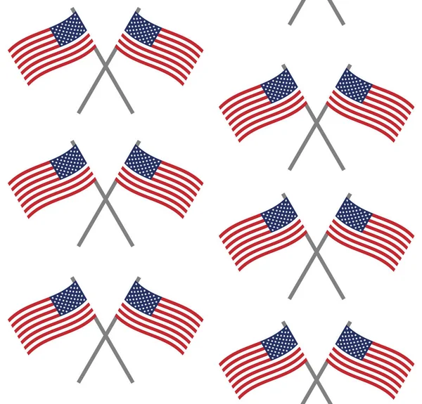 Seamless Pattern Usa Flags Design Background American Flags Vector Illustration — Stock Vector