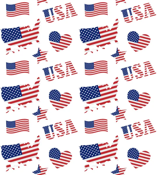 Zökkenőmentes Minta Amerikai Zászló Színes Elemek Vektor Illusztráció — Stock Vector