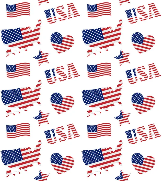 Amerikan bayrağı renk elementleriyle kusursuz desen, vektör illüstrasyonu