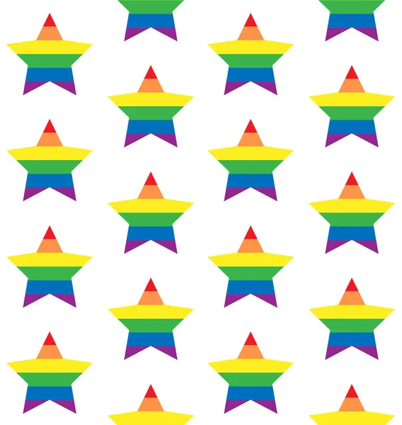 Vector seamless pattern of lgbt rainbow flag star — Stock Vector