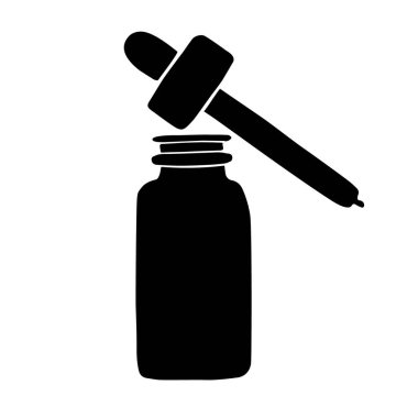 Beyaz arka planda izole edilmiş yassı özlü yağ şişesinin vektör silueti