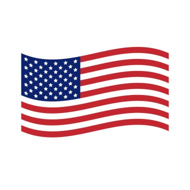 Düz Amerikan bayrağı beyaz arkaplanda izole edildi