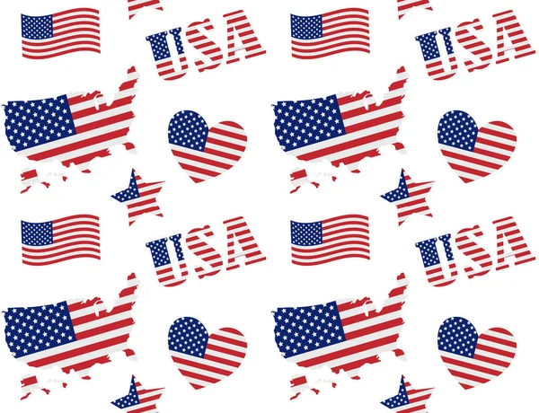 Modèle sans couture vectoriel du drapeau plat américain des États-Unis Illustration De Stock