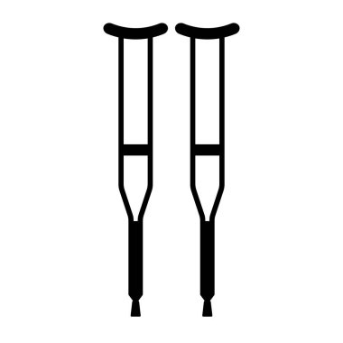 Beyaz arkaplanda izole edilmiş vektör düz siyah çift koltuk değneği