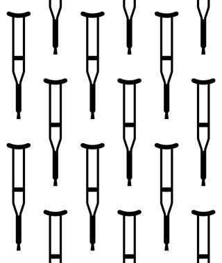 Beyaz arkaplanda izole edilmiş düz siyah çift koltuk değneği vektörsüz desen