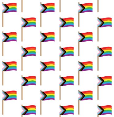 Düz sallanan yeni lgbt lgbtq gökkuşağı bayrağı beyaz arkaplanda izole edilmiş vektörsüz desen