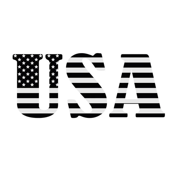Vector Płaski Czarny Amerykański Flaga Usa Napis Izolowany Białym Tle — Wektor stockowy