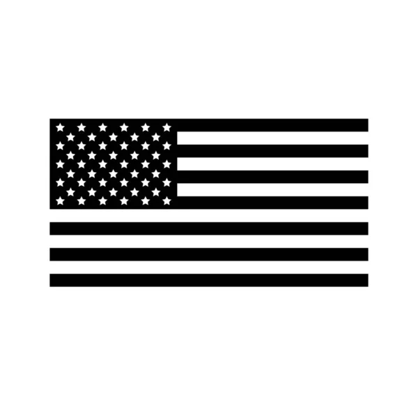 Vector Preto Liso Bandeira Americana Dos Eua Isolado Fundo Branco — Vetor de Stock