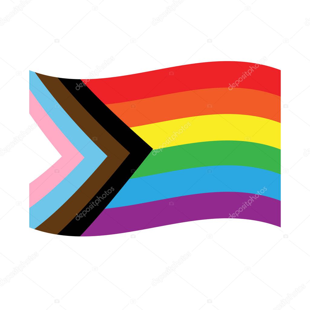 Vector flat cartoon new lgbt lgbtq rainbow flag isolated on white background