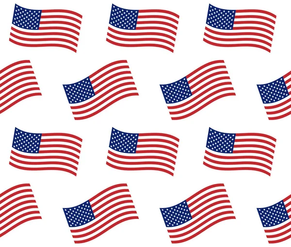 Vector Seamless Pattern Flat American Usa Flag Isolated White Background — Stock Vector