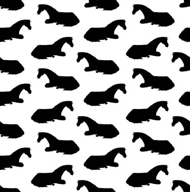 Beyaz arka planda izole edilmiş, el çizimi kusursuz at silueti.