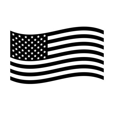 Beyaz arkaplanda izole edilmiş siyah Amerikan bayrağı