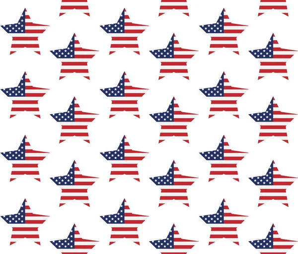 Vector Seamless Pattern Flat American Usa Flag Star Isolated White — Stock Vector