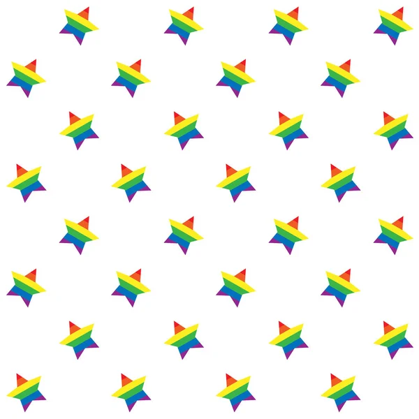 Patrón Sin Costura Vectorial Estrellas Planas Bandera Del Arco Iris — Vector de stock