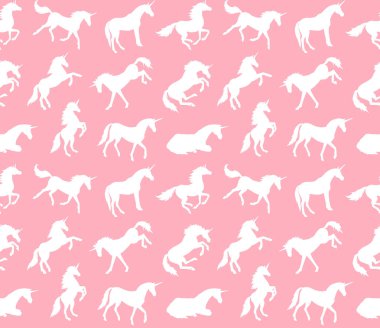 Tek boynuzlu atların vektör illüstrasyonu