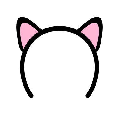 Beyaz arkaplanda kedi kulakları olan düz çizgi film saçı.