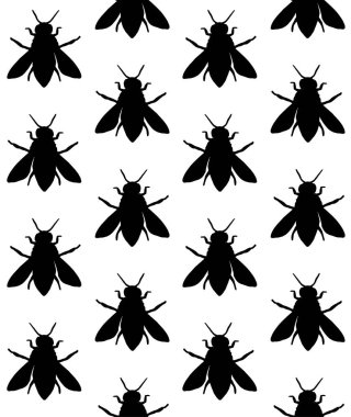 Beyaz arka planda izole edilmiş, el yapımı arı siluetinin vektörsüz deseni 