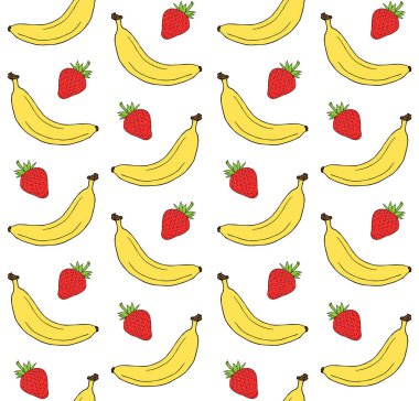 Muz ve çileğin pürüzsüz deseni