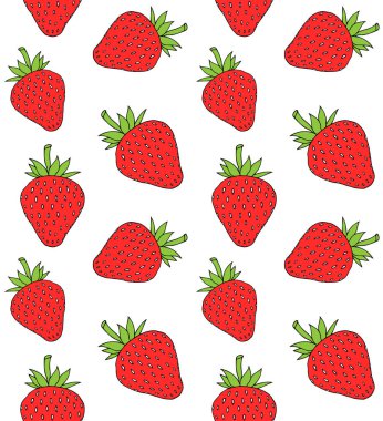 Elle çizilmiş çileğin vektörsüz deseni