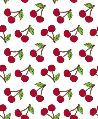 Kirazlı kusursuz desen. vektör illüstrasyonu.