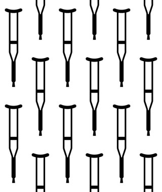 Beyaz arkaplanda izole edilmiş düz siyah çift koltuk değneği vektörsüz desen