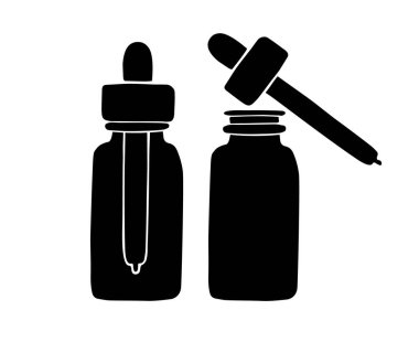 Vector colored hand drawn doodle sketch oil essence bottles with dropper isolated on white background