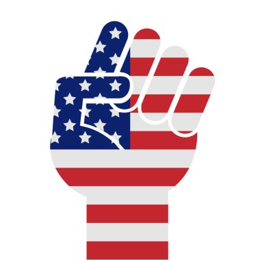 Vector seamless pattern of flat American USA flags in hand isolated on white background