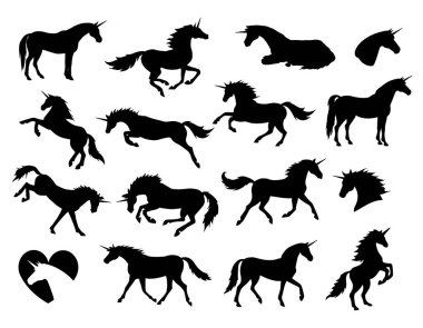 Beyaz arkaplanda izole edilmiş tek boynuzlu atların kusursuz el çizimi deseni