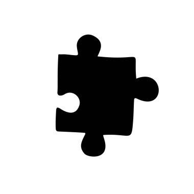 Vektör el çizimi karalama çizimi beyaz arkaplanda izole edilmiş yapboz parçası silueti