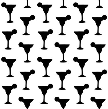 El çiziminin kusursuz şekli beyaz arka planda izole edilmiş margarita ve martini kokteyli silueti.