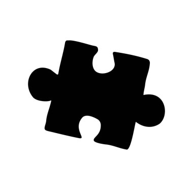 Vektör el çizimi karalama çizimi beyaz arkaplanda izole edilmiş yapboz parçası silueti