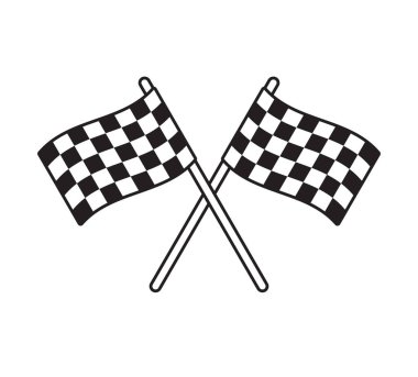 Beyaz arkaplanda izole edilmiş vektör eli çizilmiş bitiş bayrakları 