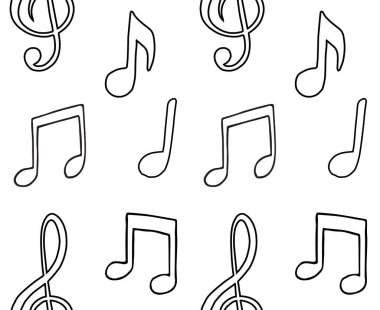 Vektör el beyaz arkaplanda izole edilmiş müzik notaları çizdi 