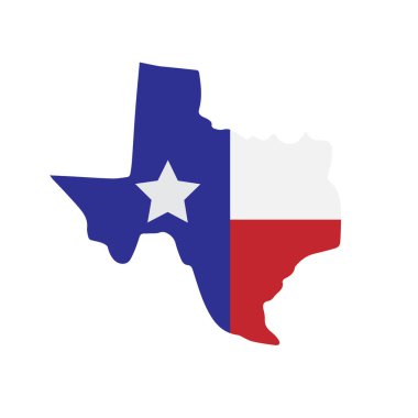 Beyaz arka planda izole edilmiş Teksas 'ın vektör el haritası 