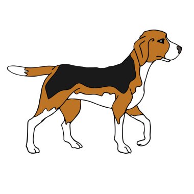 Beyaz arkaplanda izole edilmiş vektör el çizimi köpek 