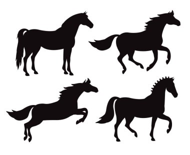 Düz elle çizilmiş at silueti.