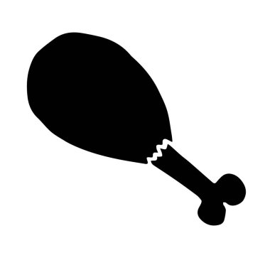 Vektör el çizimi. Siyah tavuk bacağı çizimi.