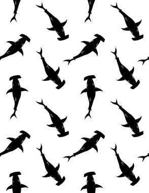 Siyah çekiç başlı köpekbalığının vektörsüz deseni