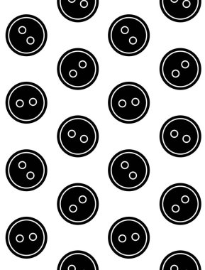 Beyaz arkaplanda izole edilmiş siyah düğmelerin vektörsüz deseni