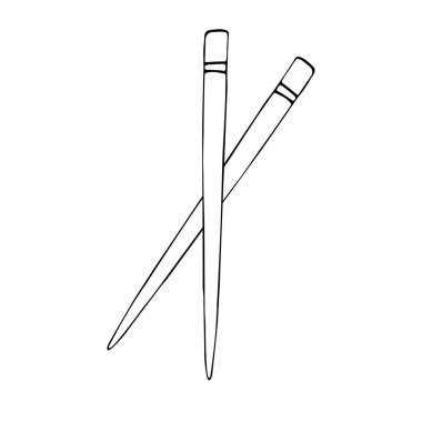 Vektör el çizimi, beyaz arkaplanda izole edilmiş suşi çubukları.