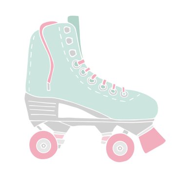 Vektör el çizimi karalama çizimi. Renkli dörtlü paten beyaz arkaplanda izole edilmiş.