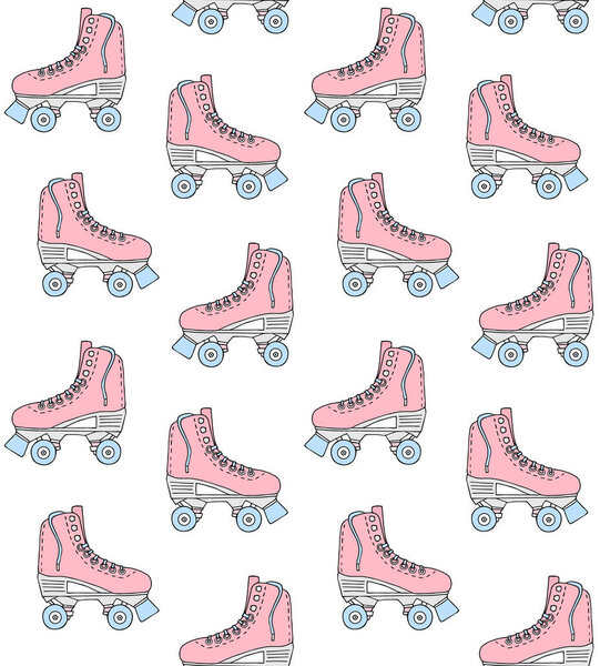 Векторный бесшовный рисунок рисованных от руки каракулей цветной квадроцикл ролика изолирован на белом фоне