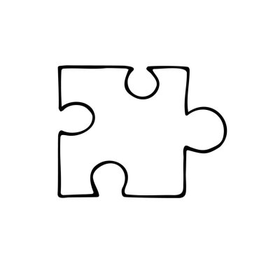 Vektör el çizimi karalama yapboz parçası beyaz arkaplanda izole