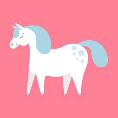 Beyaz midilli pembe arka plan vektör illüstrasyonunda