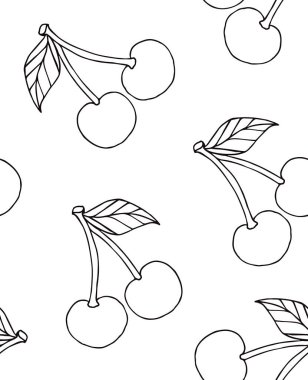 Taze kiraz vektör çizimi seti