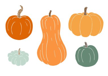 Çoklu renkli Cadılar Bayramı balkabağı vektörü kümesi