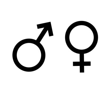 Beyaz arkaplanda vektör siyah Venüs ve Mars sembolleri